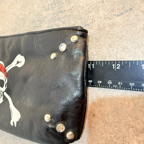 Biker Chick Skull Wristlet Edgy Pirate Bootie Crossbones VTG 80s Black Cute Goth - Picture 9 of 13